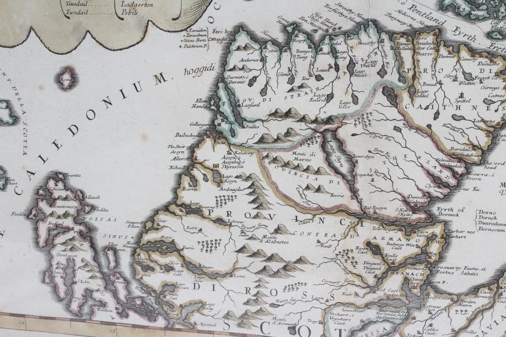 FRAMED HANDPAINTED VINCENZO CORONELLI MAP DATED 1690 AND A FRAMED MAP OF THE BRITISH ISLES Image