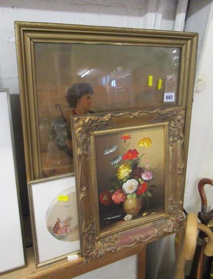 THREE FRAMED PICTURES INCLUDING AN OIL Image