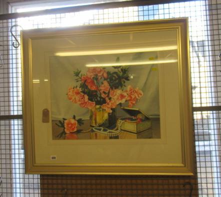 FRAMED WATERCOLOUR STILL LIFE BY HENRY HARFFEY Image