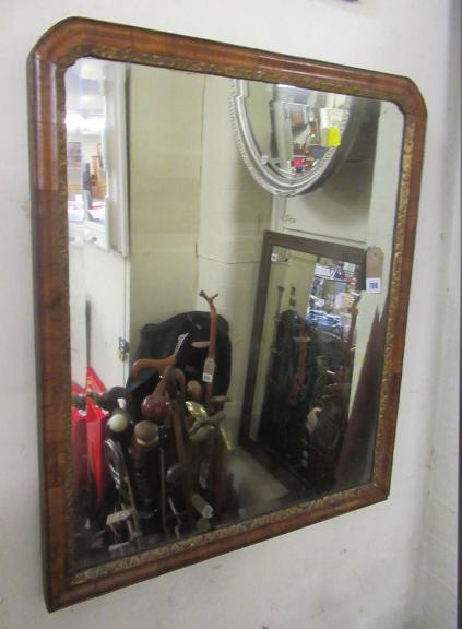 WALNUT AND GILT FRAMED BEVELLED EDGED MIRROR Image