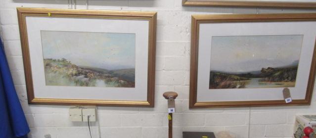 PAIR OF MIXED MEDIA WATERCOLOUR LANDSCAPES SIGNED COLE Image