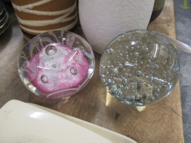 TWO LARGE GLASS PAPERWEIGHTS Image