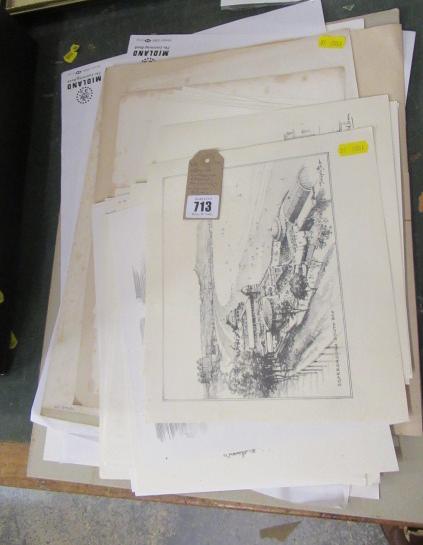 QUANTITY OF UNFRAMED ETCHINGS/ENGRAVINGS (SOME SIGNED) Image