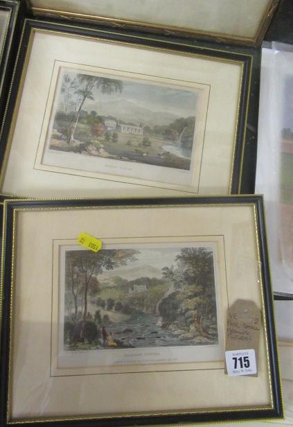 PAIR OF COLOURED ETCHINGS BARDEN TOWER AND BOLTON ABBEY Image