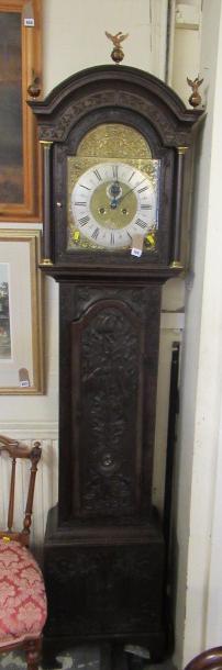 CARVED OAK LONGCASE CLOCK BY THOMAS PURSELL OF TOWCESTER Image