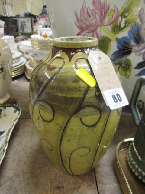 SIGNED GLAZED POTTERY VASE Image