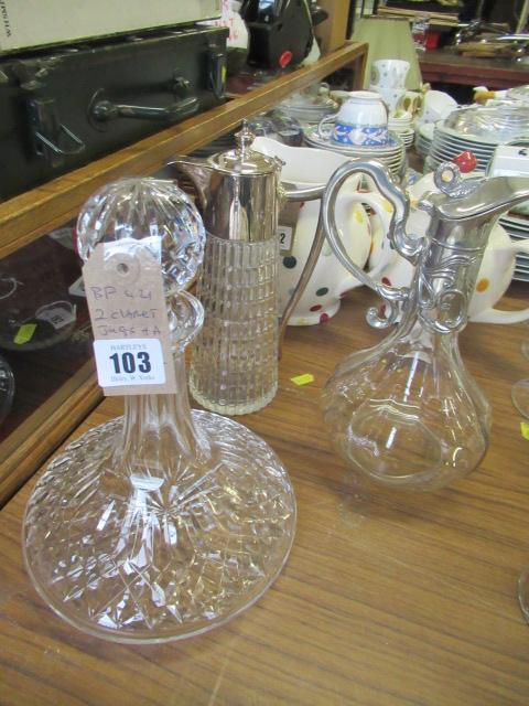TWO CLARET JUGS AND A SHIP'S DECANTER Image