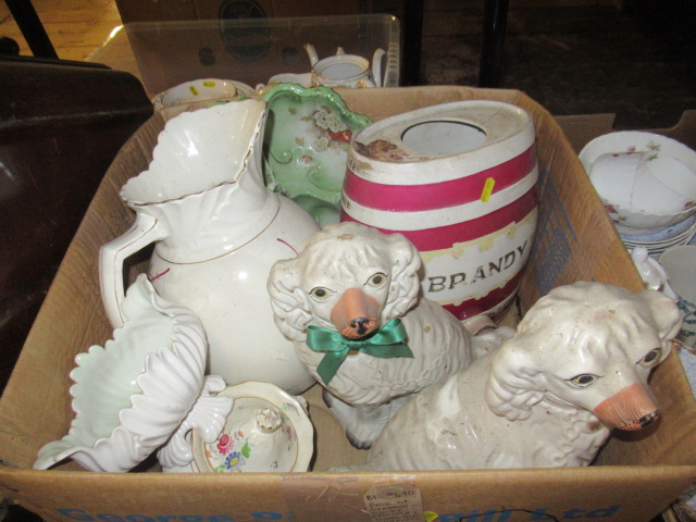 PAIR OF STAFFORDSHIRE SPANIELS AND OTHER CERAMICS Image