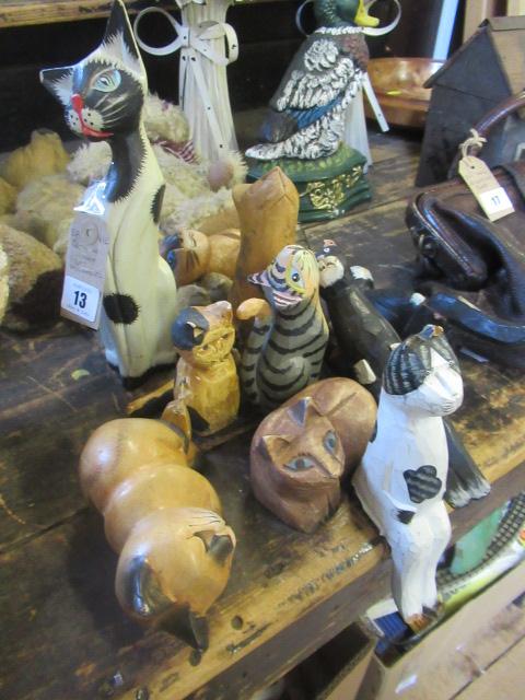 QUANTITY OF WOODEN CAT ORNAMENTS Image