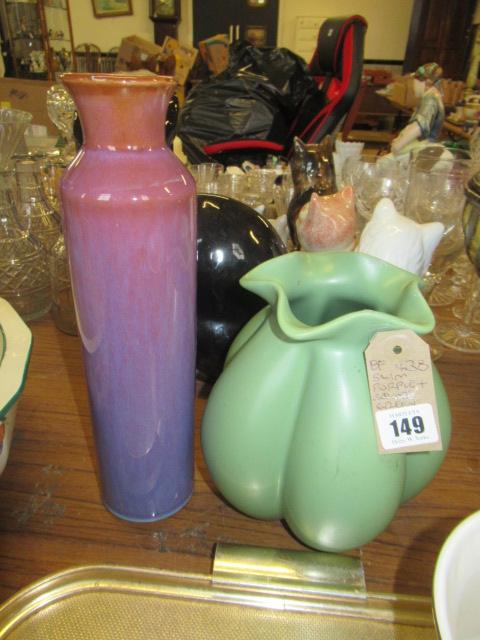 SLIM PURPLE AND SQUAT GREEN VASES Image