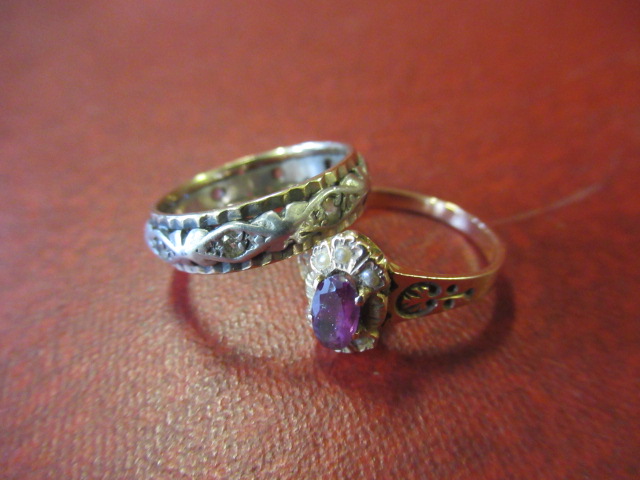AMETHYST SET RING AND AN ETERNITY RING Image
