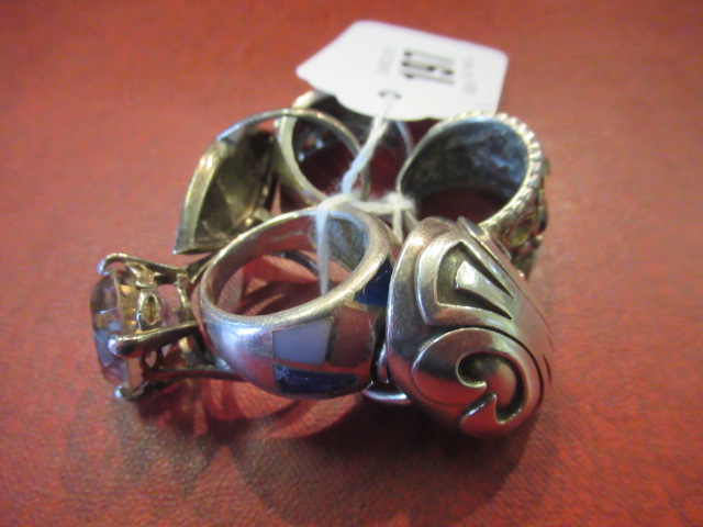 THREE SILVER RINGS AND THREE OTHERS Image