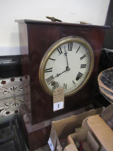 MAHOGANY MANTEL CLOCK WITH KEY AND PENDULUM Image