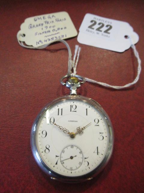 800 STANDARD SILVER OMEGA GRAND PRIX 1900 POCKET WATCH Image