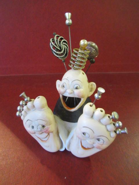 NOVELTY GERMAN PORCELAIN GROTESQUE PIN HOLDER Image