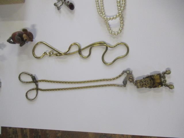 PAIR OF STERLING SILVER AND PASTE ROSITA EARRINGS AND COSTUME JEWELLERY Image