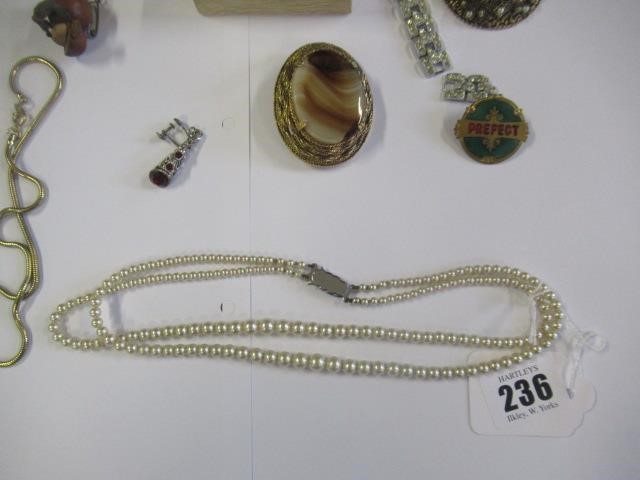 PAIR OF STERLING SILVER AND PASTE ROSITA EARRINGS AND COSTUME JEWELLERY Image