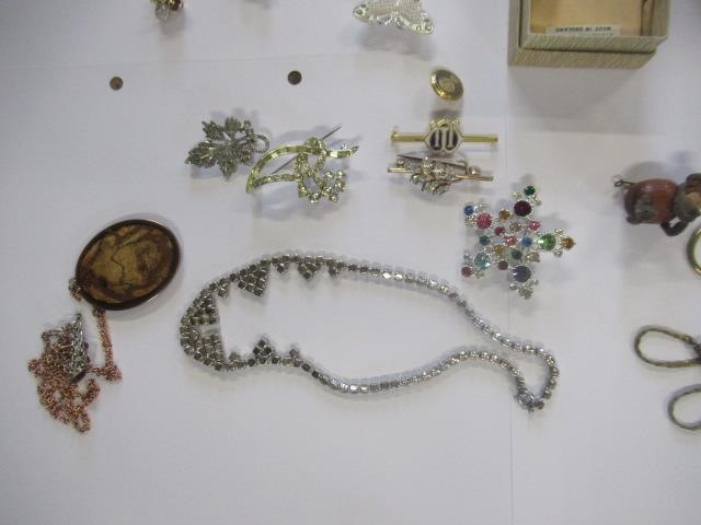 PAIR OF STERLING SILVER AND PASTE ROSITA EARRINGS AND COSTUME JEWELLERY Image