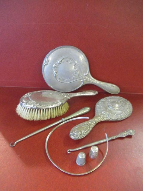 TWO SILVER HAND MIRRORS ETC Image
