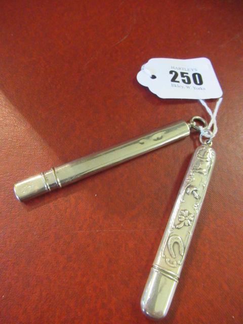 TWO SILVER PENCIL HOLDERS Image