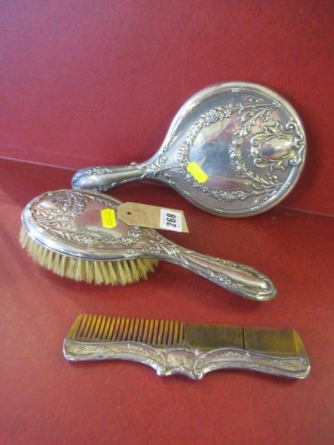 SILVER MIRROR, BRUSH AND COMB Image