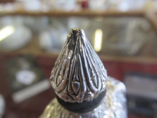 THREE SILVER TOPPED BOTTLES WITH ENAMEL ETC Image