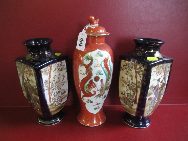 PAIR OF SATSUMA VASES AND A KUTANI VASE Image