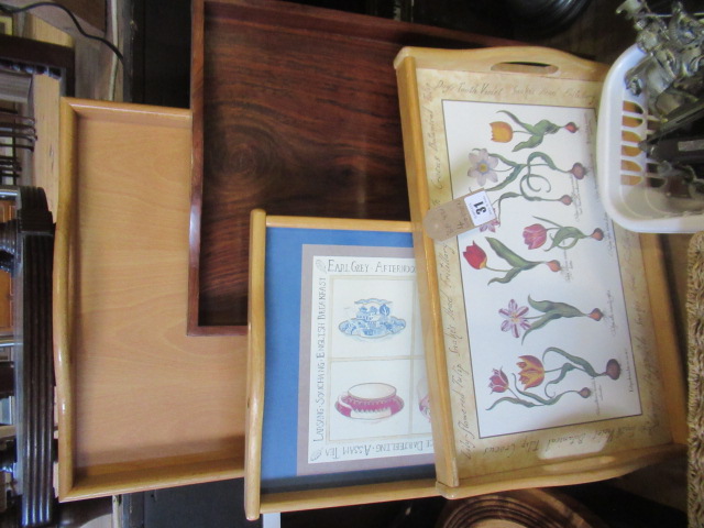 FOUR WOODEN TRAYS Image