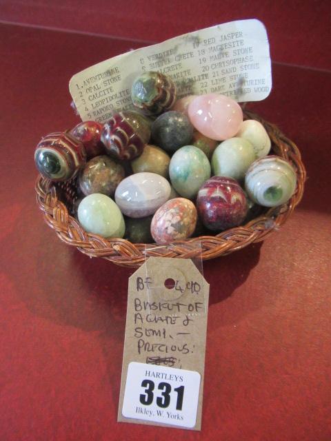 BASKET OF AGATE AND SEMI-PRECIOUS STONE EGGS Image