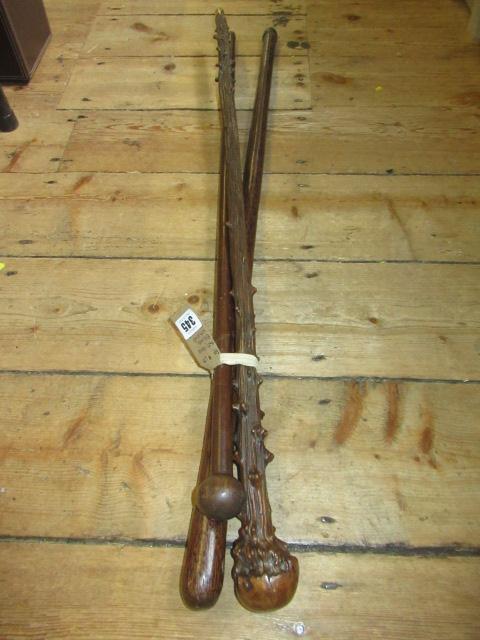 ANTIQUE BRIAR WALKING STICK AND TWO OTHERS Image
