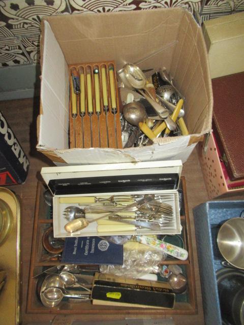 QUANTITY OF PLATED CUTLERY ETC Image