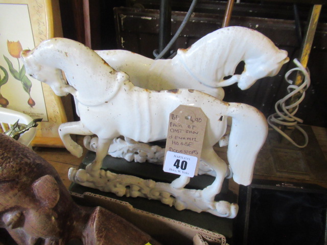 PAIR OF PAINTED CAST IRON HORSE DOORSTOPS Image