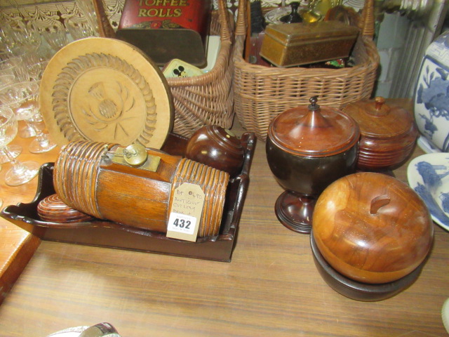 ANTIQUE CUTLERY BOX AND ASSORTED TREEN Image