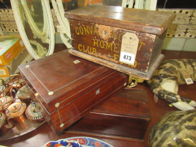 THREE ANTIQUE TREEN BOXES Image