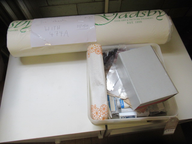 TUB OF SLIDES AND A ROLL OF WATERCOLOUR PAPER Image