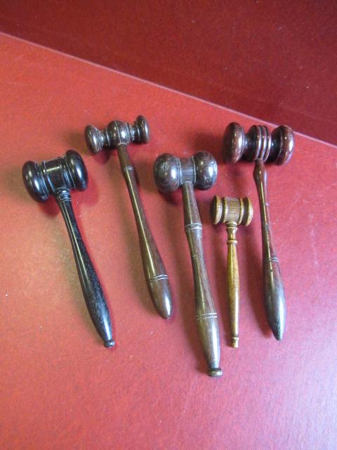 FIVE ANTIQUE TREEN GAVELS Image