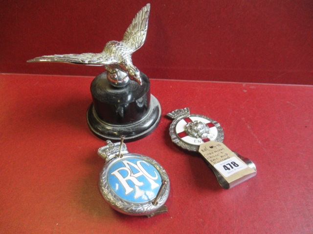 CHROME EAGLE WITH RAC AND ENGLAND CAR BADGES Image