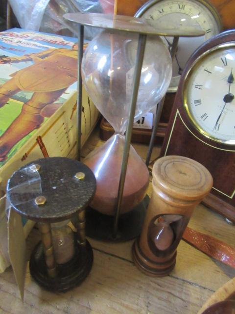 THREE OLD HOUR GLASS TIMERS Image