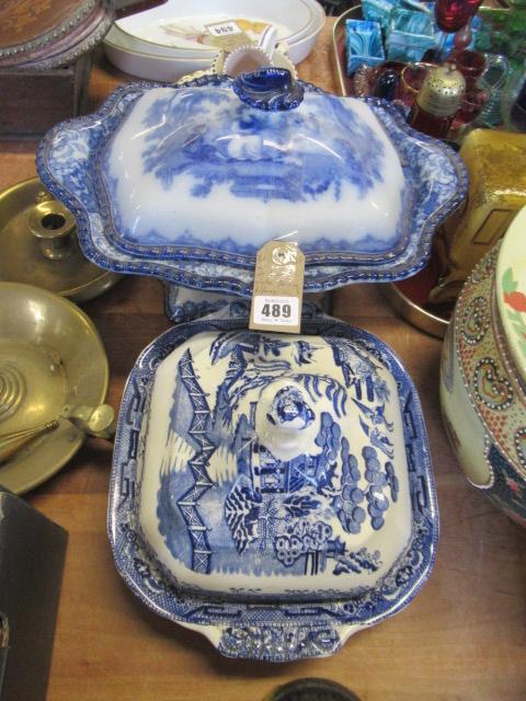 ROYAL DOULTON BLUE AND WHITE SERVING DISH AND ANOTHER Image