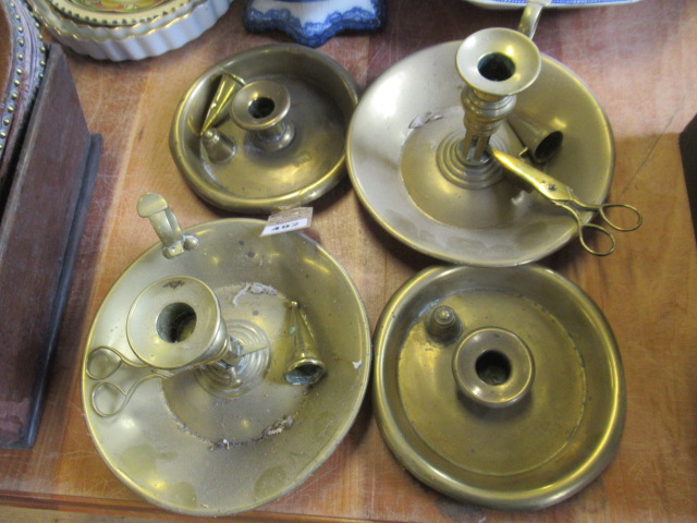 TWO PAIRS OF MATCHING BRASS CHAMBER STICKS Image