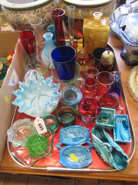TRAY OF COLOURED GLASS Image
