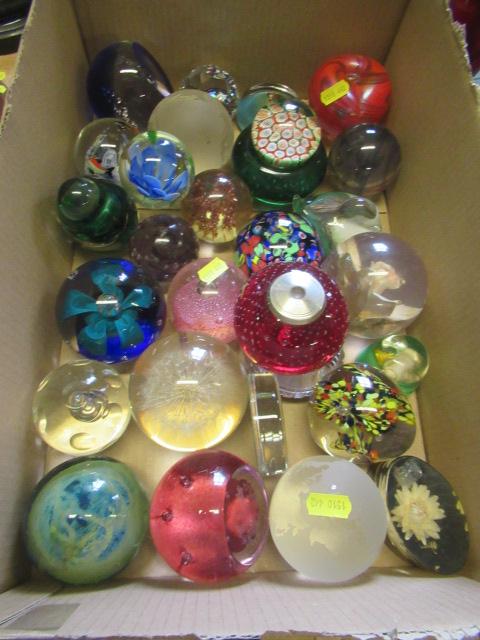 BOX OF GLASS PAPERWEIGHTS Image