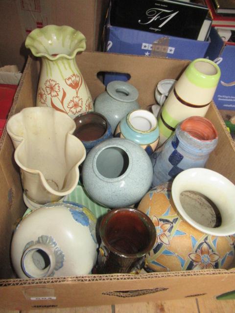 BOX OF CERAMIC VASES Image