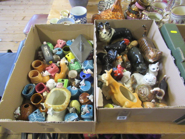 TWO BOXES OF CERAMIC ANIMAL ORNAMENTS ETC Image