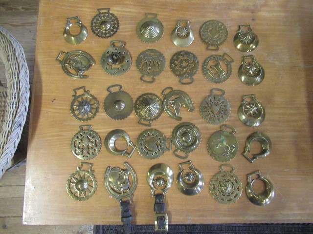 BOX OF ANTIQUE HORSE BRASSES Image