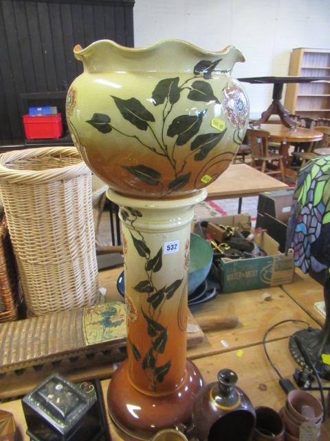 CERAMIC JARDINIERE AND STAND Image