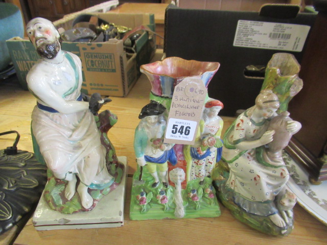 THREE ANTIQUE PEARLWARE FIGURES Image