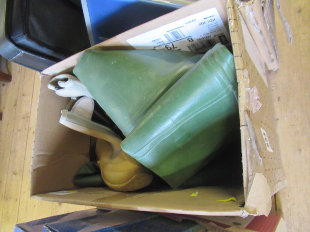 PAIR CHEST WADERS, PAIR THIGH WADERS AND PAIR ORVIS FLATS BONEFISH BOOTS Image