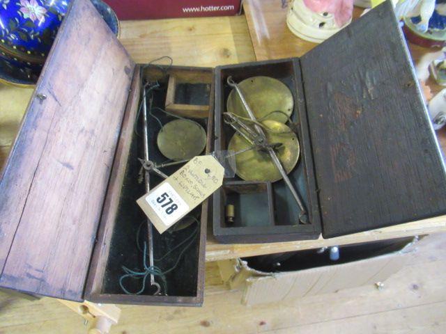 TWO ANTIQUE BOXED SCALES AND WEIGHTS Image