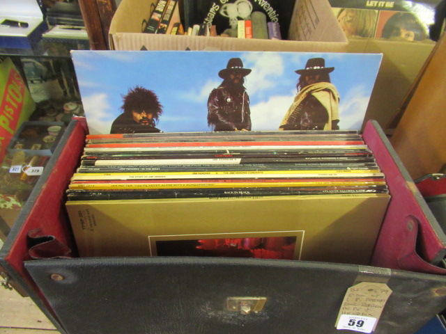 BOX OF LP RECORDS INCLUDING LED ZEPPELIN, AC/DC AND JIMI HENDRIX Image